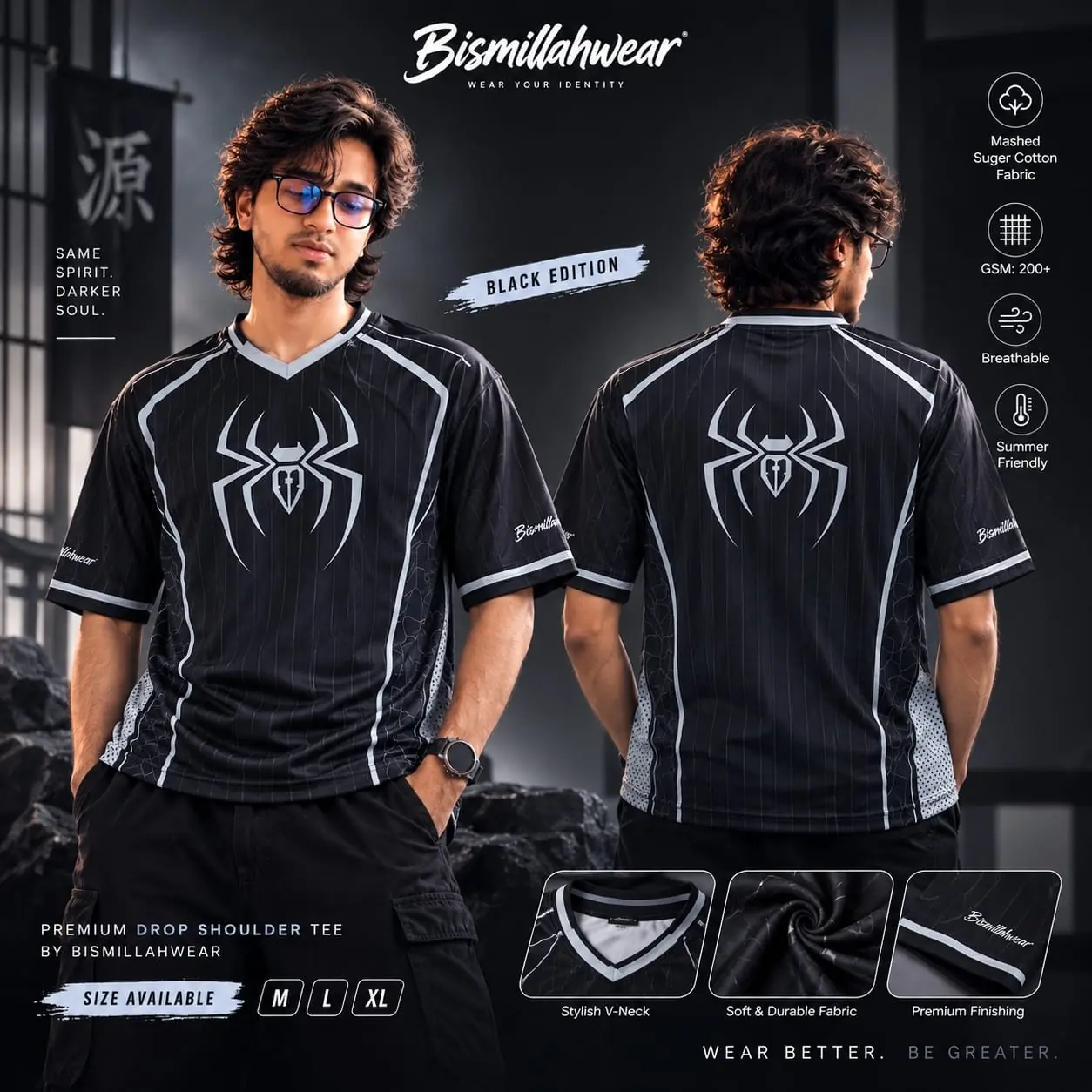 Drop Shoulder4 Trendy Spiderman Black Drop Shoulder - Image 1